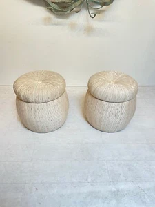 Pair of Storage Stools / Ottomans / Poufs Hassocks - Art Deco 80s - Picture 1 of 10