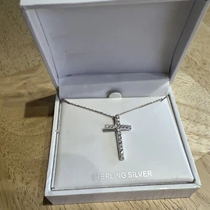 Anne Klein 18” Sterling Silver Cross And Necklaces New W/Box - Picture 1 of 20