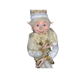 23 inch Christmas Pixie Elf-  posable - gold/ white colored - Picture 1 of 8