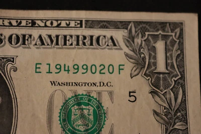 [SEPT 2, 1949] [SEPT 20, 1949] ONE DOLLAR FANCY BIRTHDAY NOTE  SN  E 19499020 F - Image 1 of 3