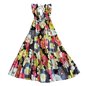 Modcloth Vamped Up Vagabond Maxi Dress Retro Floral Print 100% Cotton Size Med - Picture 1 of 11