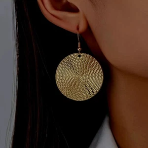 Pendientes colgantes geométricos disco redondo dorado boho para mujer regalo de moda nuevos - Imagen 1 de 2