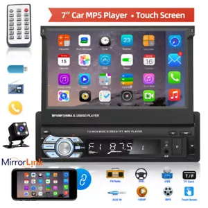 7" Autoradio Radio Single 1 DIN Flip Out Bluetooth Touchscreen MP5 + Kamera - Bild 1 von 12