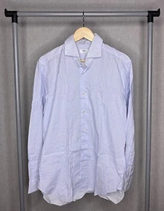 Barba Napoli Culto Button Up Shirt Polka Dot Blue White Size 41/16 - Picture 1 of 9