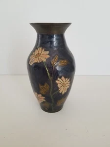 Blue Enameled Cloisonne Brass Vases - Picture 1 of 8