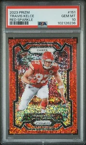 2023 Prizm Travis Kelce Red Sparkle SSP Team Color Match PSA 10 Gem Mint - Picture 1 of 2