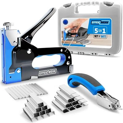 Handtacker Set - TÜV GS geprüft - Tacker für Holz Stoff Möbel Dachpappe - 150... - Bild 1 von 4