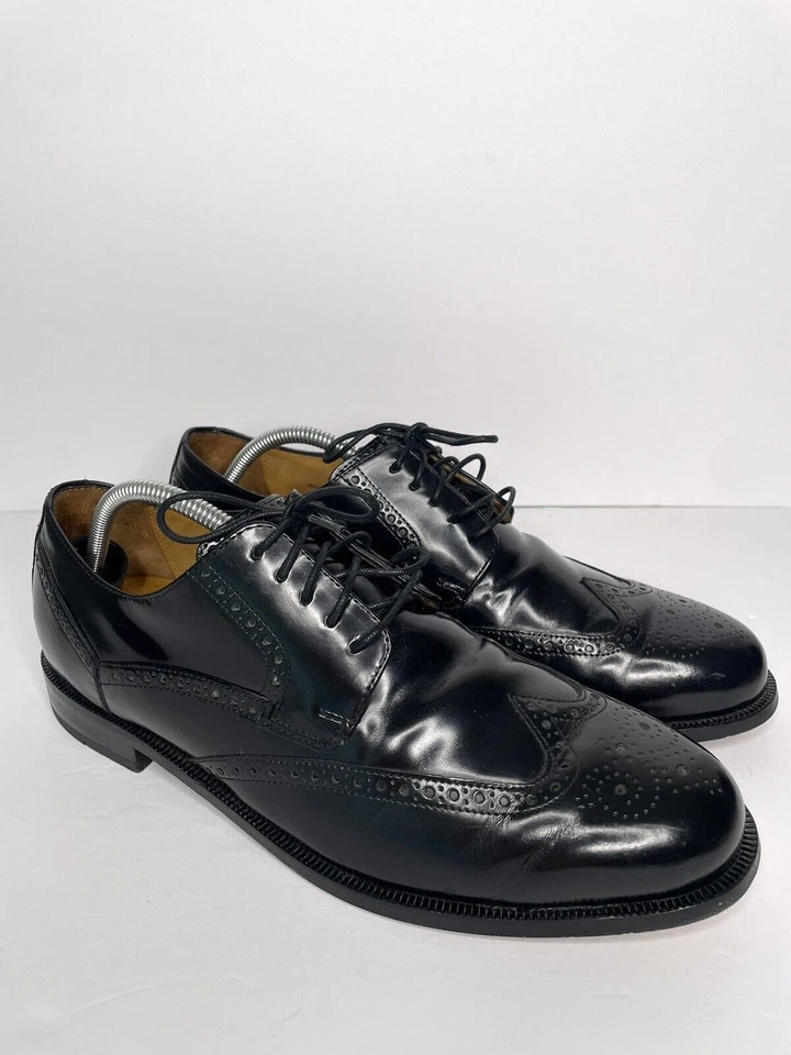 Zapatos Oxford David Taylor de cuero negro con punta de ala para hombre talla 11 Foto 1 de 4