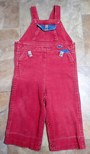 Vintage 80s IZOD Lacoste Burgundy Red Cotton Corduroy Overall Kids Size 16M 20x8