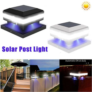 2-10X Outdoor Solar Post Cap Lights Fits 4x4, 6x6 Wooden Posts Waterproof W/Base - Picture 1 of 16
