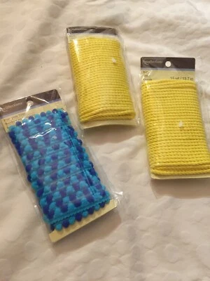 New Recollections  Rope Lot Of 2 Yellow 30 yards + (1) Pom Pom Trim Multicolor - Image 1 of 4
