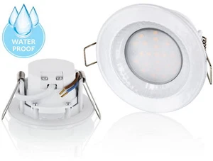 LED 5W Feuchtraum Aussen Einbaustrahler IP54 Druckguss weiß 230V 430lm warmweiß - Picture 1 of 6
