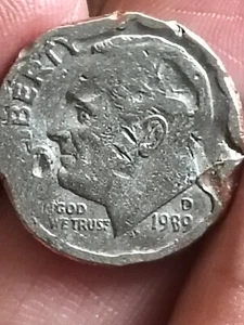 2-1989 Roosevelt Dime,DD, Broadstruck,Rim Clash,Lettering Error, die cuts - Picture 1 of 6