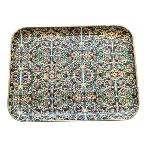 Vintage Alfred Knobler Medium 14"x10.5" Trinket Serving Tray Geometric Floral - Picture 1 of 5