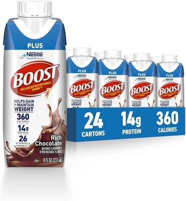 Boost Plus Complete Nutritional Drink, Chocolate, Vanilla 8 Fl Oz (Pack of 24) ✅ - Image 1 of 3