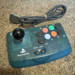 Hori Compact Joystick Clear Blue Controller PS1 PS2 PlayStation Fighting Stick - Picture 1 of 4