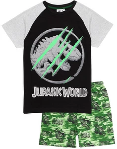 Jurassic World Black Camo Logo Print Short Sleeve Short Leg Pyjama Set Boys - Picture 1 of 44