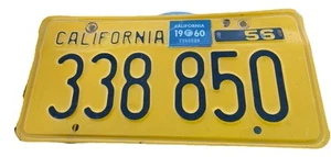 California 1956 License Plate 338 850 Clean - Picture 1 of 3