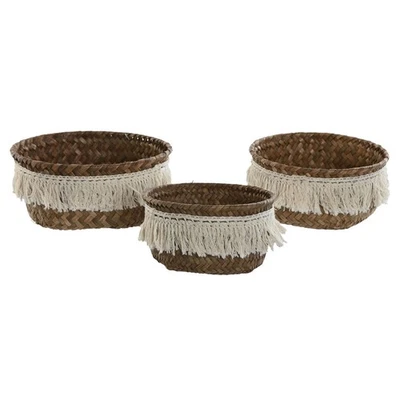 Korb-Set Home ESPRIT Naturfaser Boho Abgenutzt 16 x 16 x 6 cm - Bild 1 von 4
