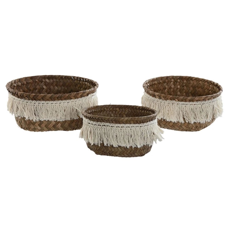 Korb-Set Home ESPRIT Naturfaser Boho Abgenutzt 16 x 16 x 6 cm - Bild 1 von 4