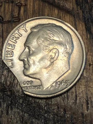 1965-P Roosevelt Dime Clipped Planchet #1 - Image 1 of 2