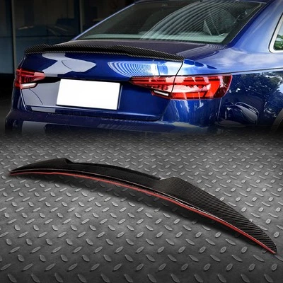 FOR 17-21 AUDI A4/QUATTRO SEDAN CARBON FIBER V-STYLE REAR TRUNK LID SPOILER WING - Image 1 of 4