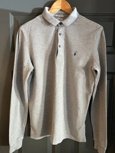 GREY LONG SLEEVED POLO SHIRT - SIZE Small - ALLSAINTS - Picture 1 of 8