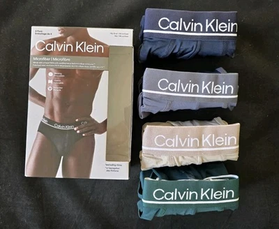 CALVIN KLEIN MICROFIBER STRETCH 4-PACK HIP BRIEFS MENS UNDERWEAR XL #NP27540-NWT - Image 1 of 4