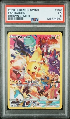 Pokemon Pikachu 160/159 Full Art Secret Rare Crown Zenith 2023 PSA 5 EX - Image 1 of 2