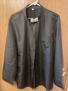 Camicia nera Clergy con colletto a linguetta bianca bottoni nascosti Mk 3X/42” petto misura Ck - Foto 1 di 17