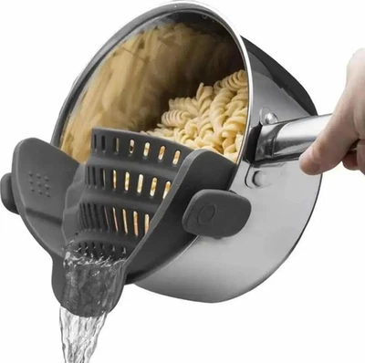 1pc Clip-On Pot Strainer Adjustable Silicone Drainer for Pans & Bowls Kitchen - Image 1 of 4
