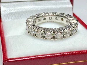 4.30 Ct Round Cut Lab Created Diamond Wedding Eternity Band of 14k White Gold - Picture 1 of 10