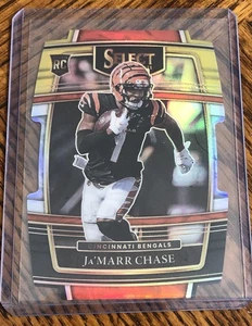 2021 Panini Select - Concourse Ja'Marr Chase #47 Red & Yellow Prizm Die-Cut (RC) - Bild 1 von 2