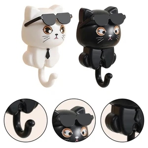 Cute Sunglasses Cat Hooks 2 Pack for Organizing Towels and Accessories at Home - Photo 1/12