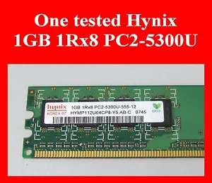 Tested Hynix 1GB 1Rx8 PC2-5300U-555-12 Desktop Memory stick - Picture 1 of 1