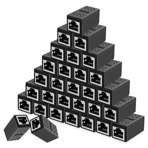 Versatile Black RJ45 Coupler Pack - 30 Shielded Connectors for Cat5e/Cat6/Cat7 - Picture 1 of 11
