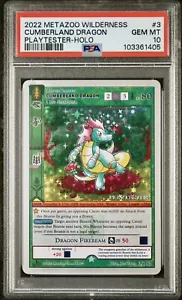 PSA 10 GEM MINT MetaZoo Cumberland Dragon Full Holo Playtester Wilderness 3/165 - Picture 1 of 2