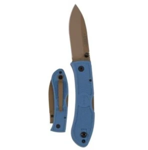 Dozier Folding Hunter 3" D2 Coyote Tan Plain Blade, Steel Blue Zytel H - Picture 1 of 1