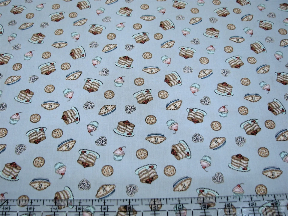 Tela de algodón digital de 3 yardas - Maywood Happiness is Homemade Sweets Toss Gris Foto 1 de 1