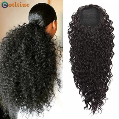 Kinky Curly Hair Extensions Drawstring Ponytail Brazilian Human Hair African - Image 1 of 4