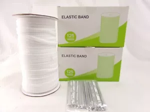 2 X EWA Ultra Soft White Spandex Elastic Band 1/4 In 125 Yds 200 Nose Mask Clips - Picture 1 of 5