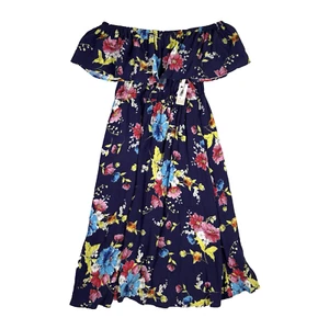 Vestido BP Nordstrom Fuera del Hombro Midi Talla Grande Azul Floral Romántico Nuevo con Etiquetas - Imagen 1 de 13