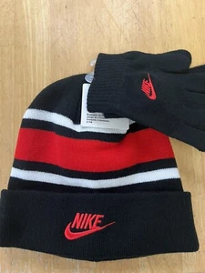 Nike Winter Beanie Set Unisex 8/20 New With Red - Picture 1 of 2