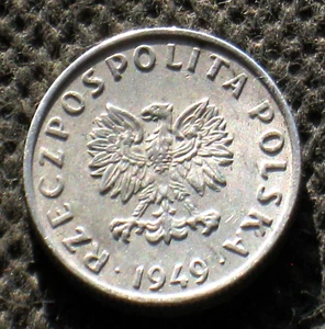OLD COIN OF POLAND 5 GROSZY 1949 PEOPLE'S REPUBLIC ALUMINUM - Picture 1 of 2