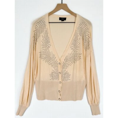 Belldini Sweater Womens 1X Plus Peach Silk Blend Slinky Knit Rhinestone Fairy - Image 1 of 4