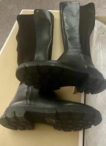Neu mit Karton Michael Kors Damen Leder hohe Reitstiefel schwarz Größe 8M - Bild 1 von 7