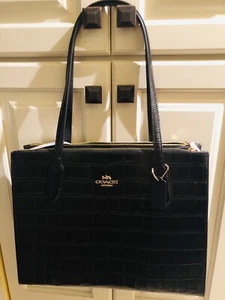 Coach große Krokodillederhandtasche Beuteltasche (schwarz) Weihnachtsgeschenk - Bild 1 von 14