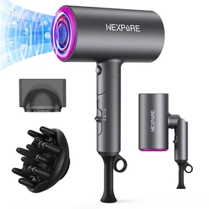 NEXPURE 1800W Ionic Hair Dryer, Professional Blow Dryer with 2 Attachments, Grey - Picture 1 of 11