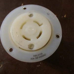 Hubbell HBL2746 Flanged Receptacle 30A 600VAC 4W 3P USED - Picture 1 of 3
