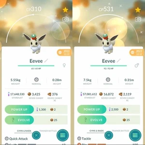 Pokemon Shiny Eevee Wearing a Holiday Hat - TRA'DE 20k Dust GO - Description - Picture 1 of 3